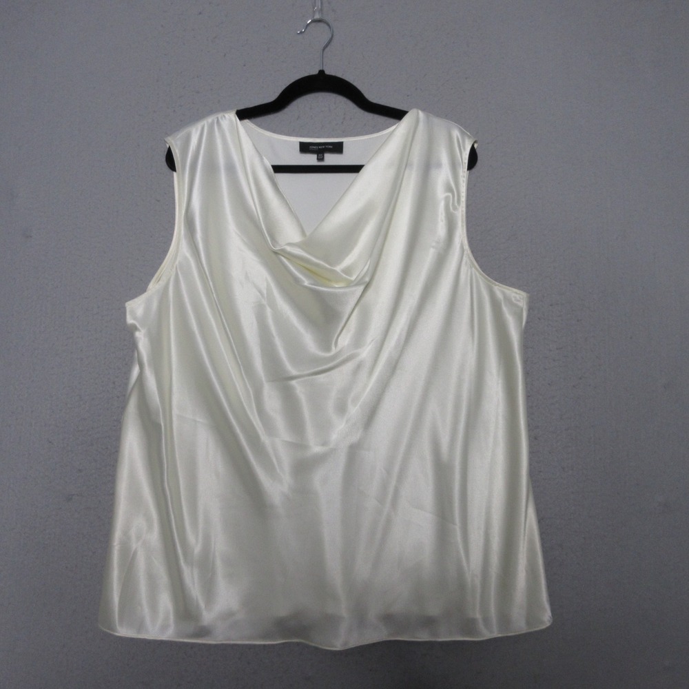 Jones New York Woman Top Plus 18W Cowl Neck Sleeveless‎ Silky Satin Career Party